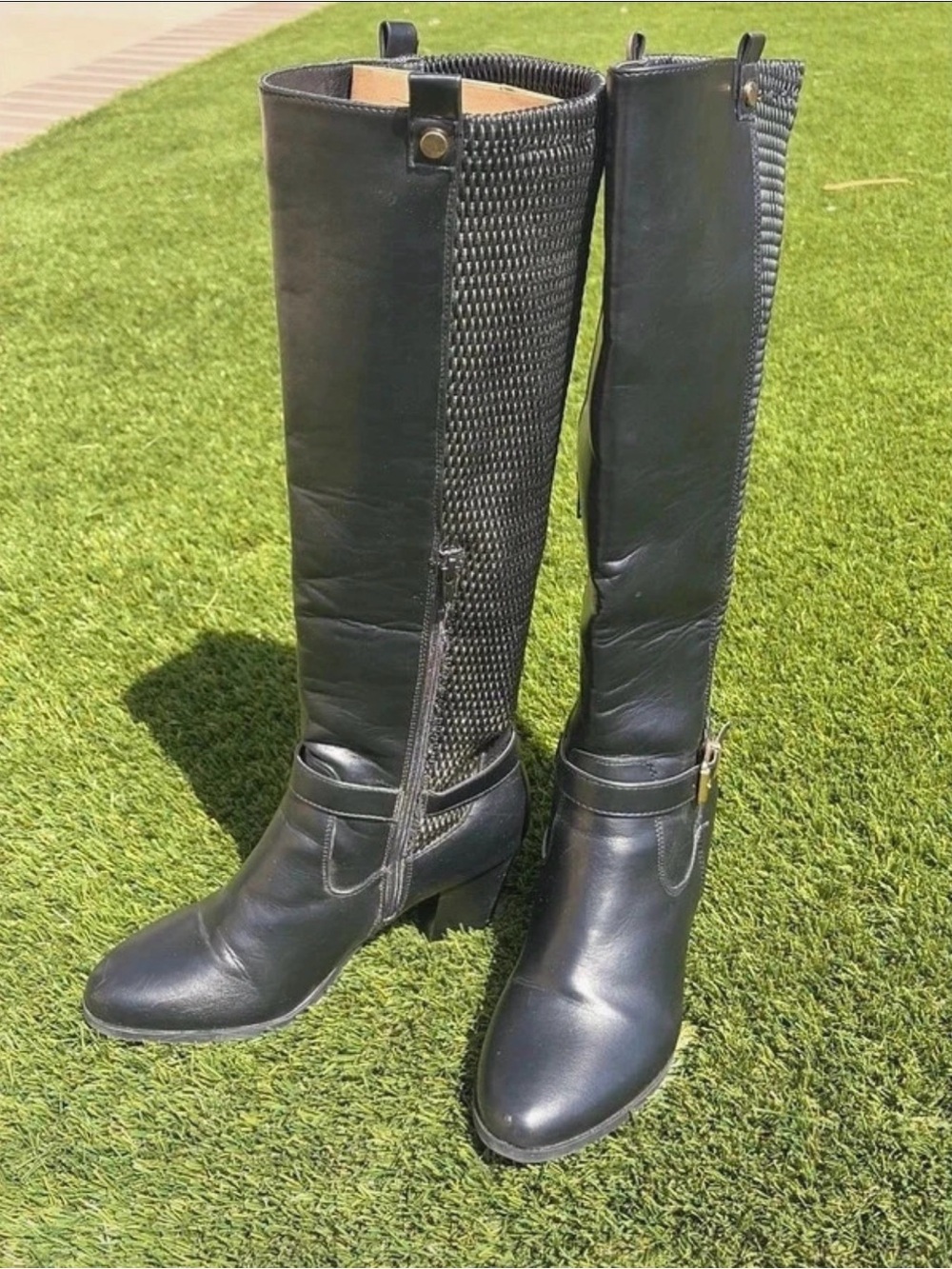 Women's Black Tall Leather Riding Boots